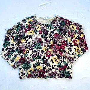 Anthropologie Odille 3/4 sleeve cotton floral print cardigan Large